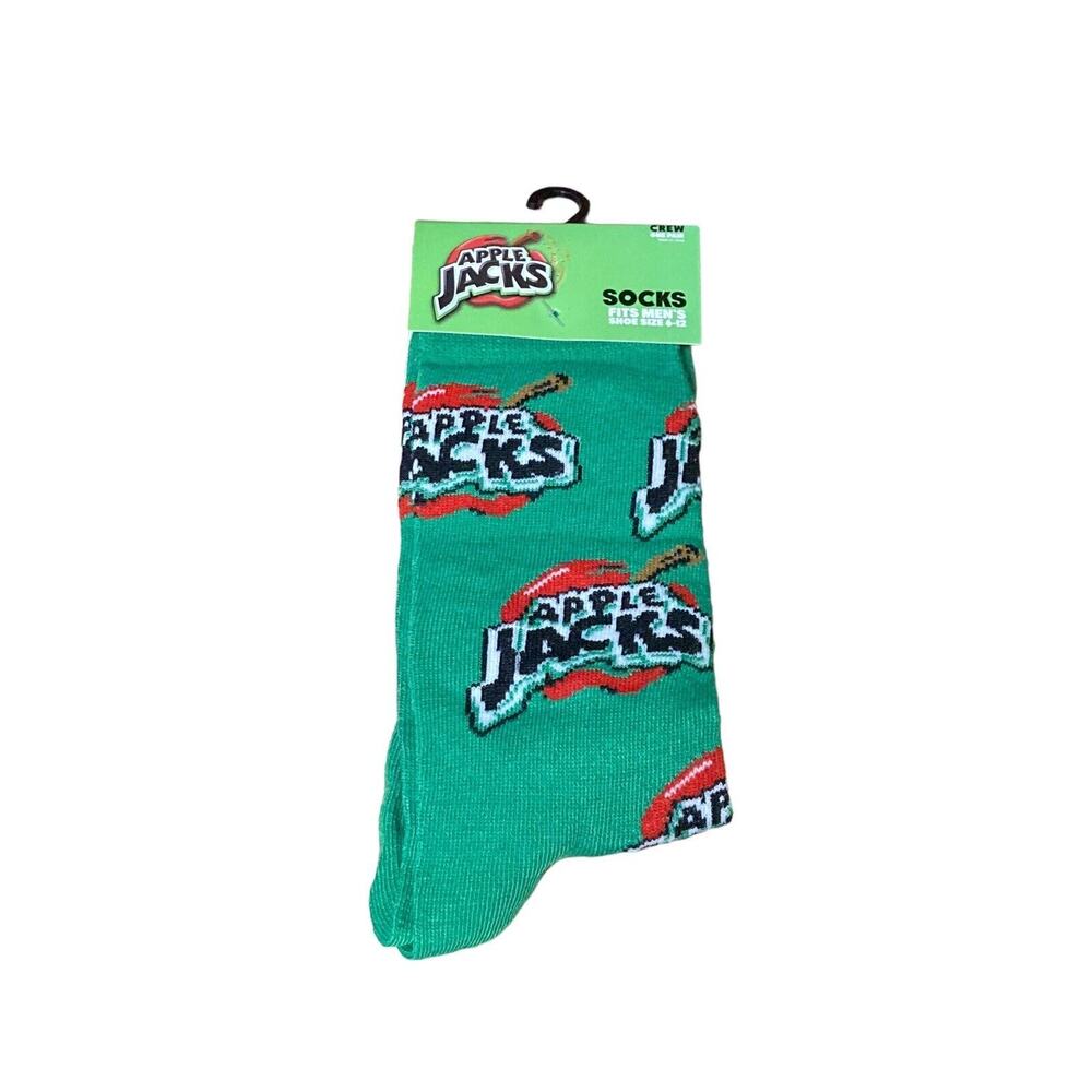 Kellogg's - Apple Jacks - Green - Size Men's 6-12 - One Pair - Novelty Socks - Picture 1 of 5